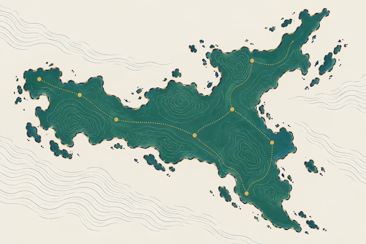 Abstract illustration of a coastline map